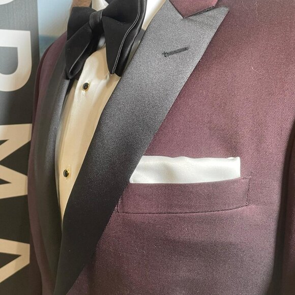 IKE BEHAR SLIM FIT TUXEDO; COAT PANT; VEST - BURGUNDY - Picture 2 of 14